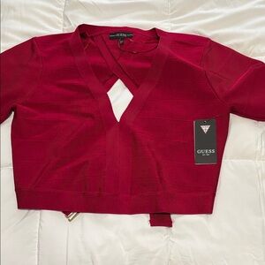 Guess Women's cutout cherry bandage V-Neck top